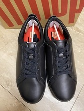 Fitflop UK 4 Rally All Black Leather Trainers Sneakers Lace Up 