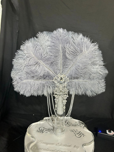 Grey ostrich feather - feather, fan