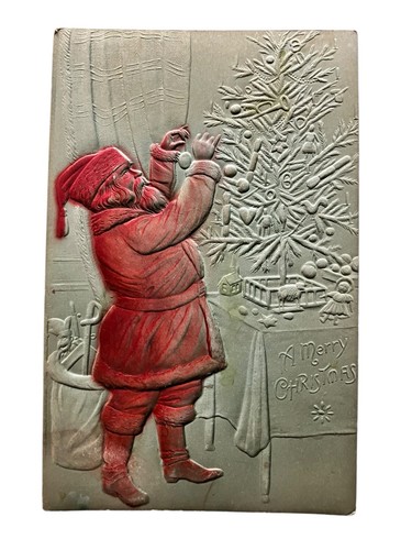 Vtg christmas postcard santa - christmas,