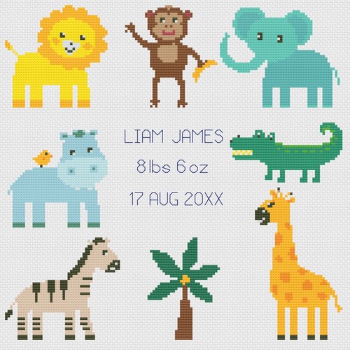 Cross stitch birth - sampler, kit