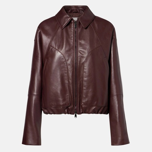 Women leather bomber jacket - leather,
