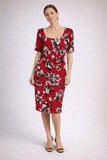 David Emanuel Red Floral Midi