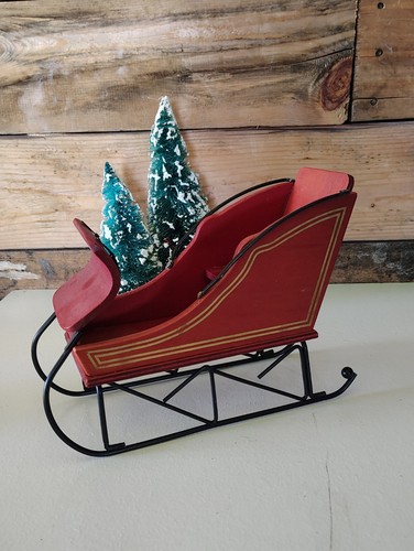 Vintage wooden sleigh with - vintage,