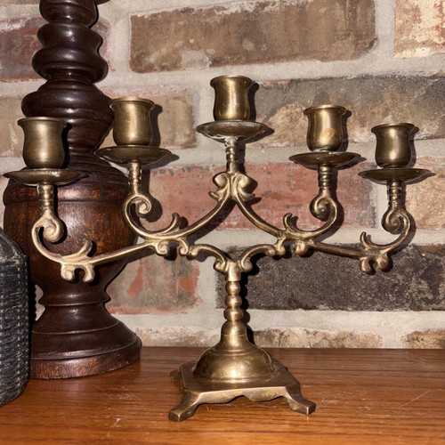 Brass arm candlestick - brass, 5-arm
