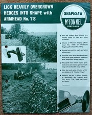 McConnel Power Arm " Shape Saw " Head Brochure, Saw Blade to Suit Hedgecutter.