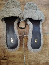 Zara Fluffy Kitten Heel Mules Size 6