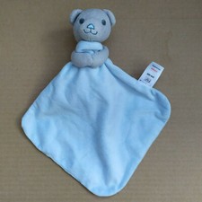 F&F Tesco Teddy Bear Comforter Grey Blue Blanket Doudou Blankie Soother Hug