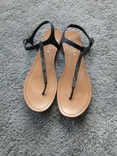 Sparkly Black Flat Sandals 7