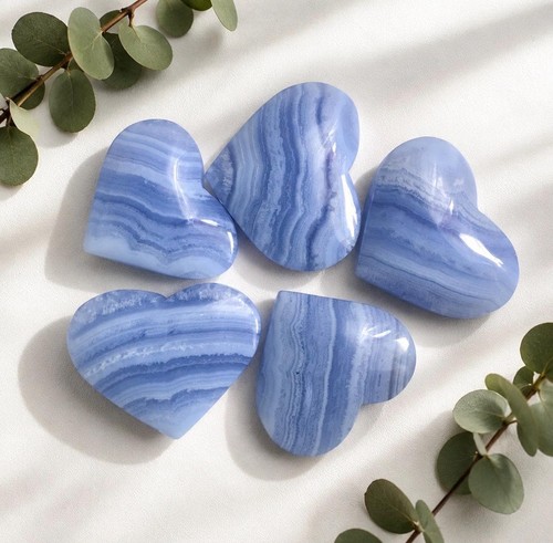 Blue lace agate heart - agate, carving