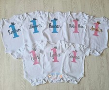 Baby boys girls cake smash 1st birthday personalised vest