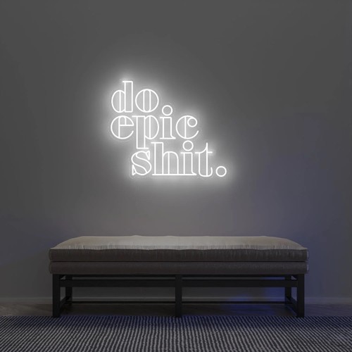 Epic neon sign white - sh*t, (white