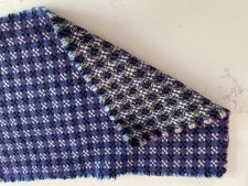 Set Of Six 6 Vintage Welsh Woven Wool Reversible Placemats 60s 70s White Blue