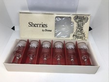 Vintage Dema Sherry Glasses With White Flower Pattern And Gold Rim Set of 6