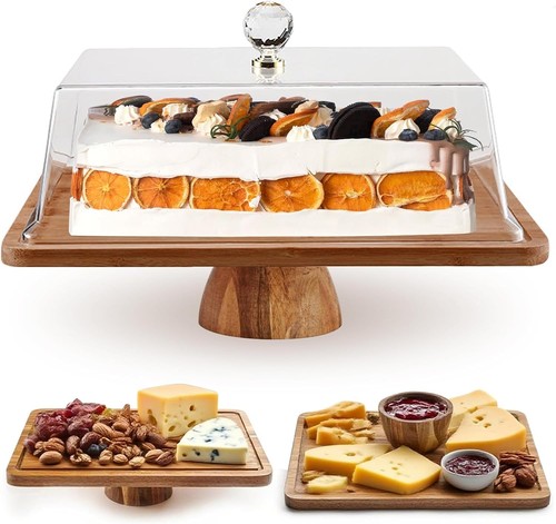 Wood cake stand with lid - with, in
