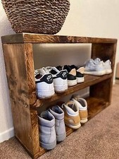 Chunky Wooden Shoe Rack Urban Reclamation Solid Wood Rustic Farmhouse Style