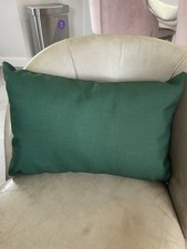 Forest Green Cushion With White Zip Fastening. Brand New. 33x48cm. Linen Fabric