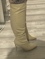 Cream Knee Boots