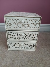 small vintage white metal desk organiser drawers