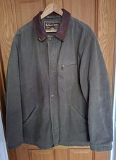 'MARLBORO CLASSICS' XXL GREEN WORKWEAR JACKET WITH LEATHER COLLAR.
