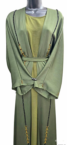 Women green abaya open - women’s,