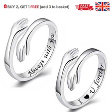 925 Sterling Silver Filled Adjustable Ring Love Hug Thumb Finger Band Ring Her