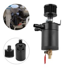 2-Port Oil Catch Breather Can Baffled Aluminum Reservoir Tank + Filter Universal