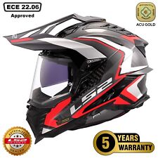 LS2 MX701 EXPLORER CARBON FIBRE ADVENTURE MOTORCYCLE QUAD HELMET FRONTIER II RED