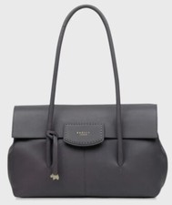 RADLEY CHARCOAL GREY LEATHER HANDBAG SHOULDER TOTE BAG LARGE NEW!!!