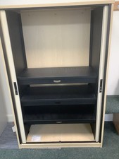 Sliding Door Storage Tambour Cupboard for Office with 3 Adjustable Shelves