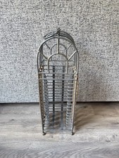 Vintage Handmade Cast Iron/Bamboo CD Rack Storage Tower/Rack Holding 16 CD's