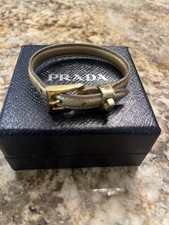 Prada Gold Tone Cuff Bracelet