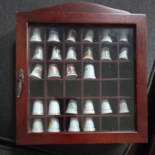 Wooden thimble display case - thimble,