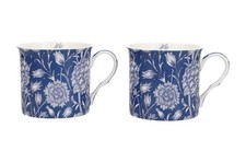 Victoria & Albert Museum x 2 Fine China Mugs - V&A - Blue Floral