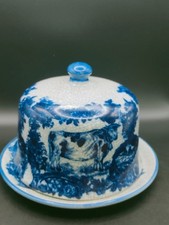 Victoria Ware Ironstone Cheese Dome Blue Transfer Farm Scene Staffordshire