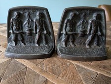Vintage Cast Iron Bronzed Bookends PAIR  De Etna Breda Holland - Foundry Workers