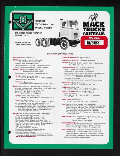 Mack trucks fr797rs ca38ps - fr797rs,
