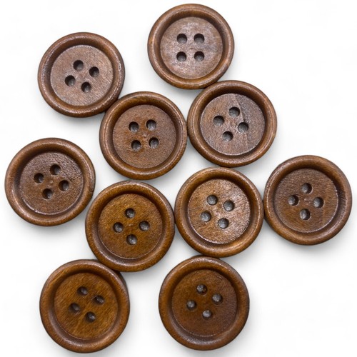 Brown wooden buttons - brown, 9mm