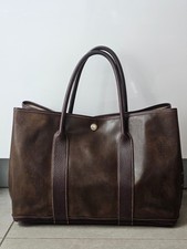 Hermes Garden Party Bag Burgundy Buffalo Leather 36 GM Used Authentic