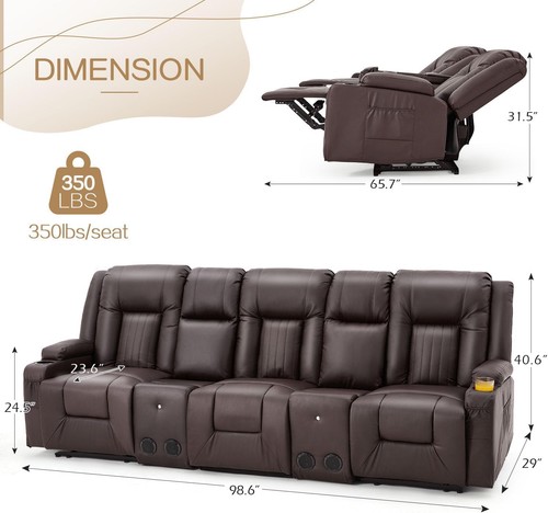 Brown faux leather reclining - brown,