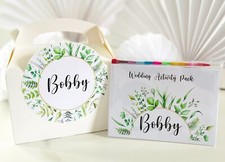 Personalised Childrens Wedding Activity Box | Pack | Party Bag | Favour | Leaves
