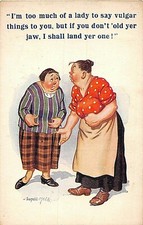 POSTCARD COMIC DONALD McGILL - TWO OLD HAGS - VULGAR THINGS - PUNCH UP