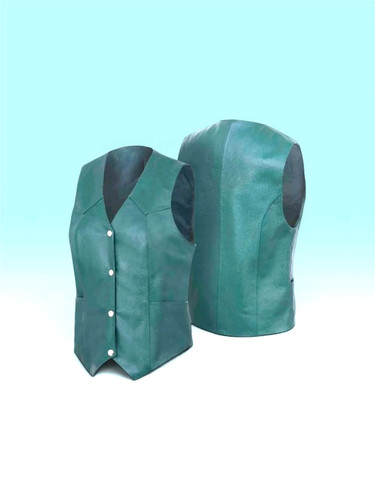 Women dark green leather - green,