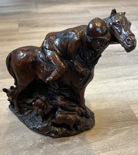 Vintage Richmond Craft Sculpture – Handcrafted Resin Horse & Jockey with Dogs