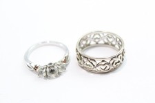 Sterling Silver Clogau Rings Signed Branded Stone Set Rose Gold Accents Heart