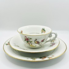 Limonges France China Trio: Cup Saucer Side Plate / Vintage / Floral / Gold Trim
