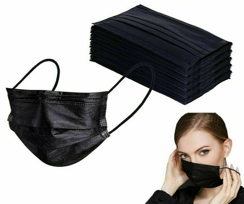 Black disposable face masks - 10,