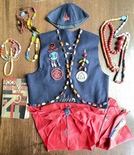 VINTAGE 1950's Campfire Girls Uniform Beads Book Hat Scarf Weston