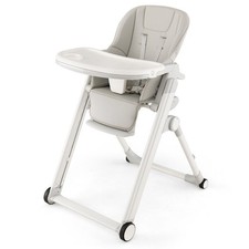 Foldable Baby High Chair Adjustable Feeding Playing Chair w/Removable Cushion