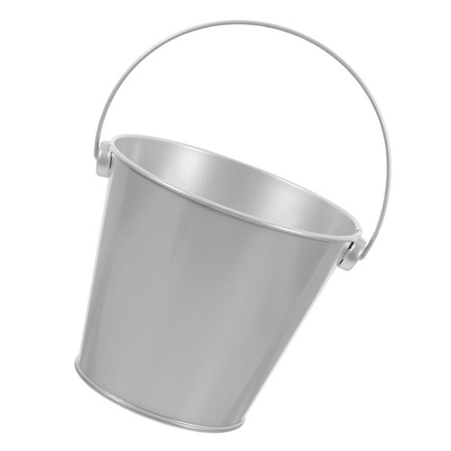 Small silver iron bucket - iron,