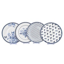 SET OF 4 Blue White Porcelain